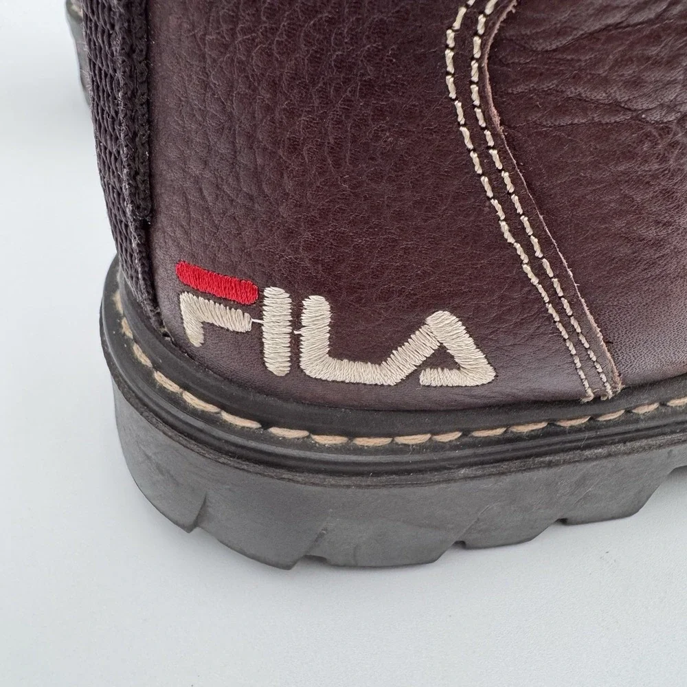 VTG 90s FILA Brown Leather Men's 9.5 Chukka Boots Shoes‎ Made In Spain **RARE**